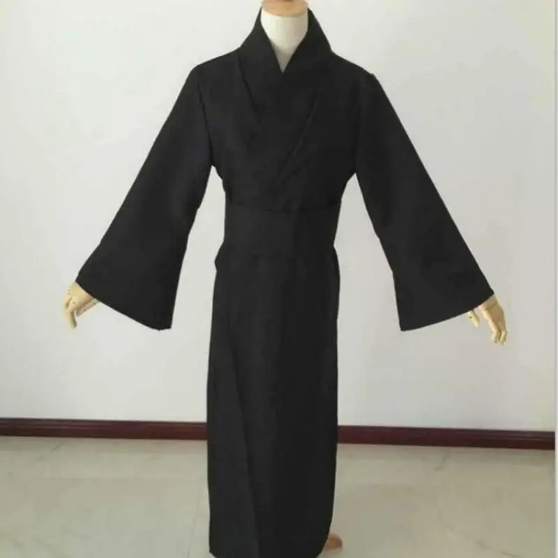 Ethnic Gown - Men Classic Black Kimono Robe Samurai
