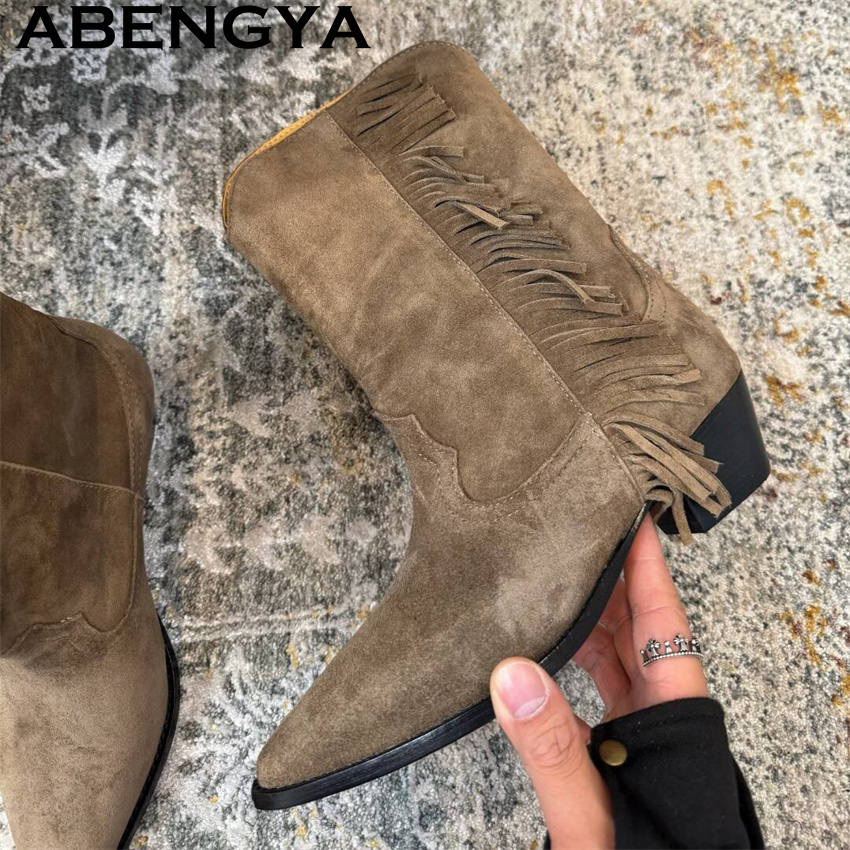 Ethnic Fashion Week - New Suede Tassels Designer Ankle Boots