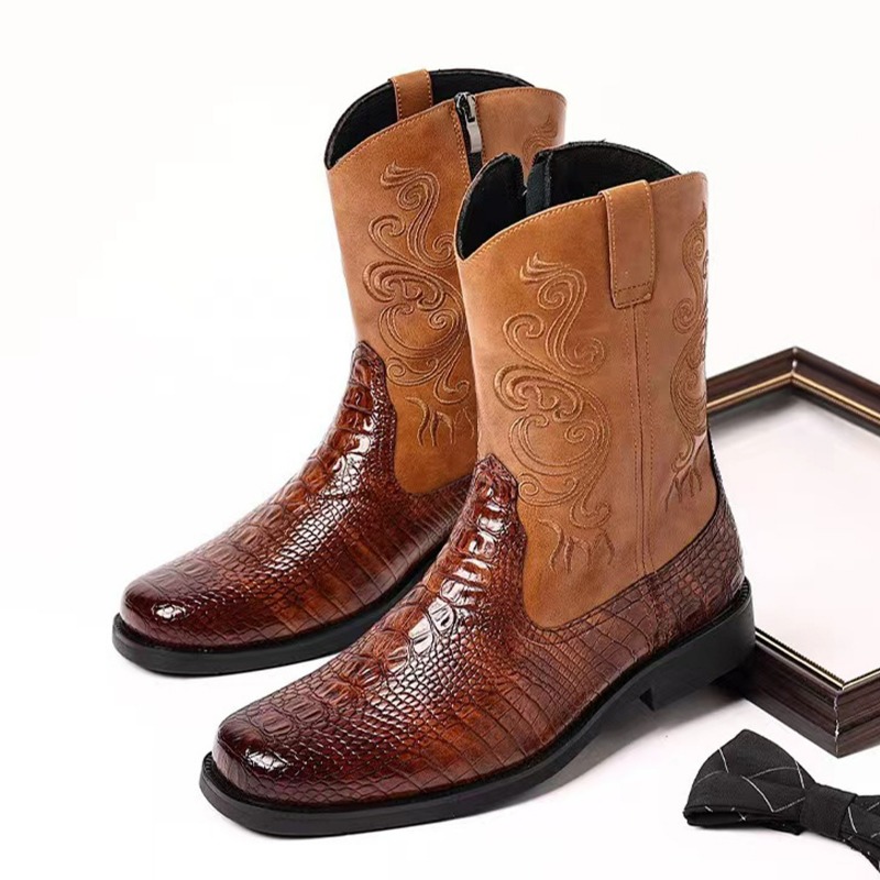 Ethnic Fashion Men - Fashionable Embossed Casual Men's Western Cowboy