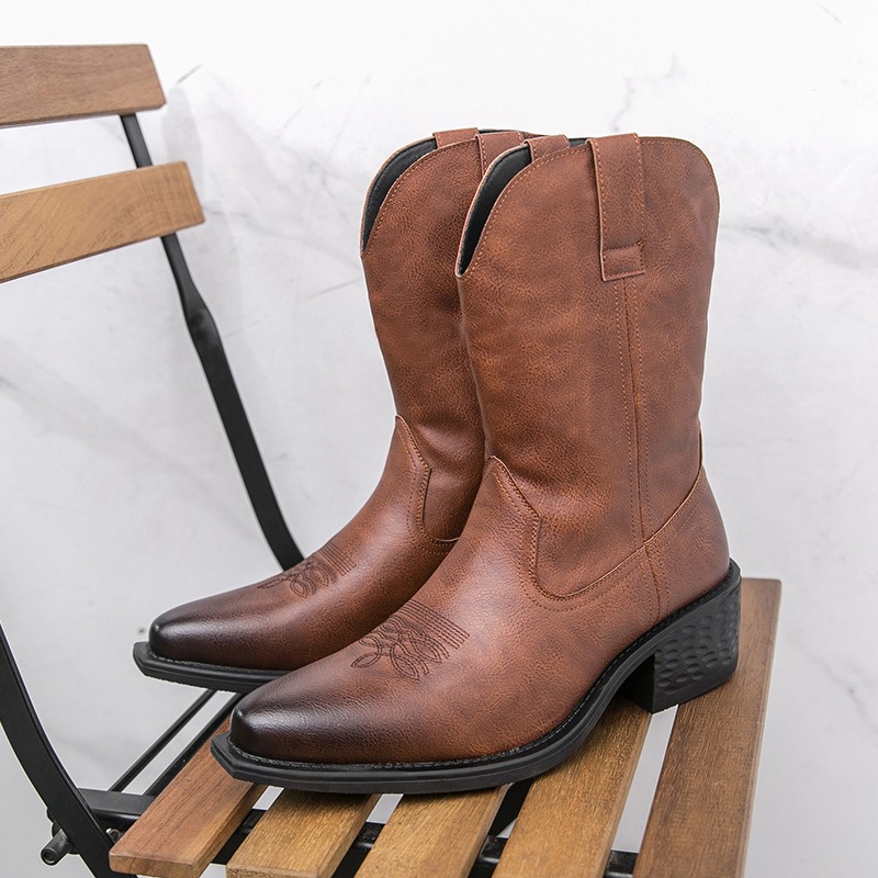 Ethnic Fashion Men - Men Boots Classic Embroidery Western Cowboy