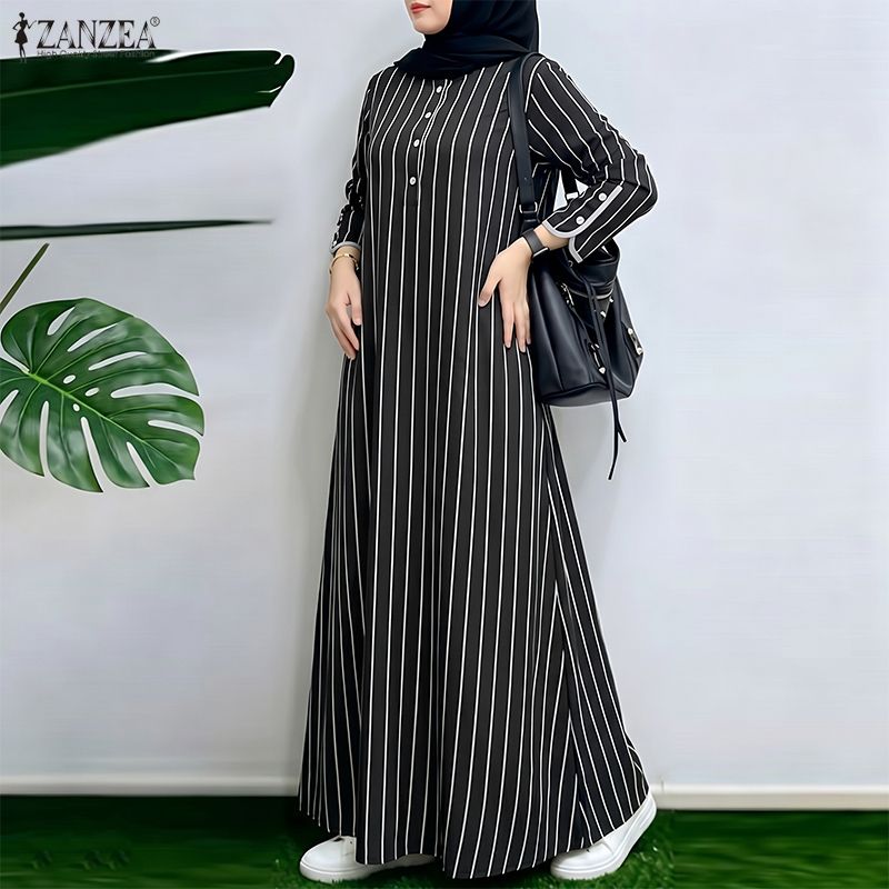 Muslim Modest Striped Maxi Dre - Abaya Modest Wear review and price