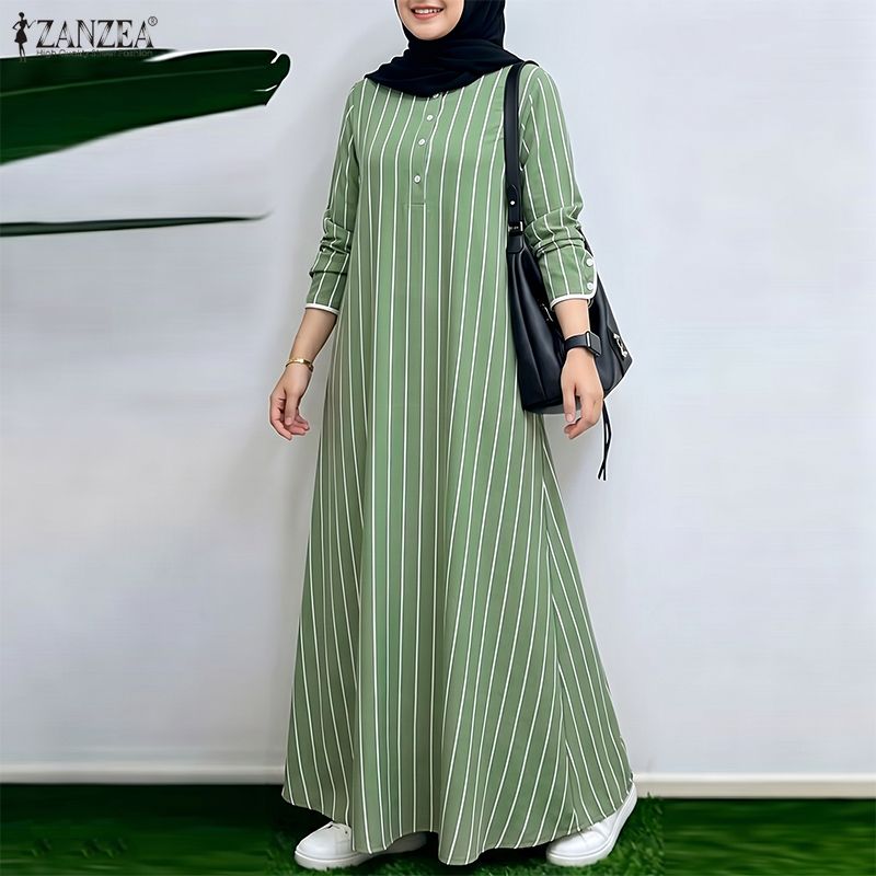 Muslim Modest Striped Maxi Dre - Abaya Modest Wear review and price