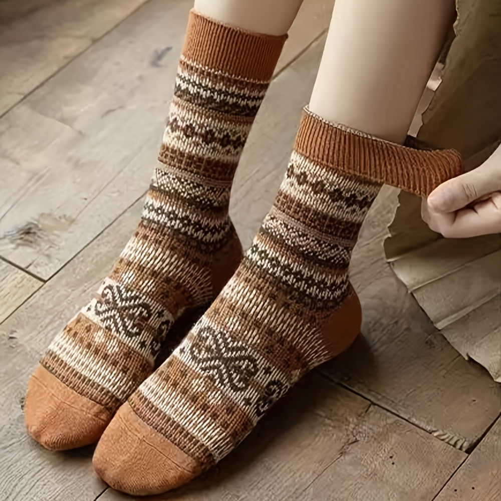 Retro 7-Color Mid-Calf Socks f - Winter Ethnic Fashion For Women review and price