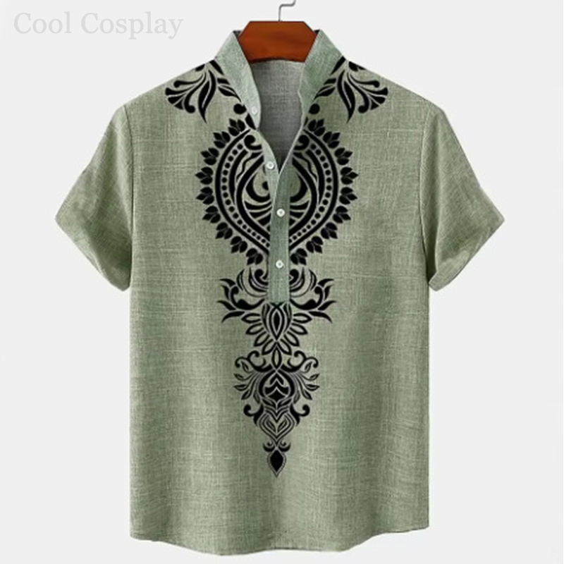Male Retro Tops Henley Shirt M - Ethnic Fashion Men review and price