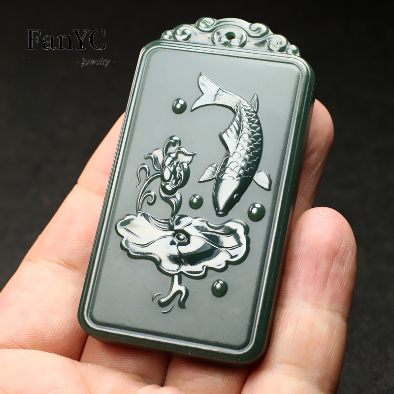 Natural Hetian Jade Qingyu Gua - Ethnic Fashion Men review and price