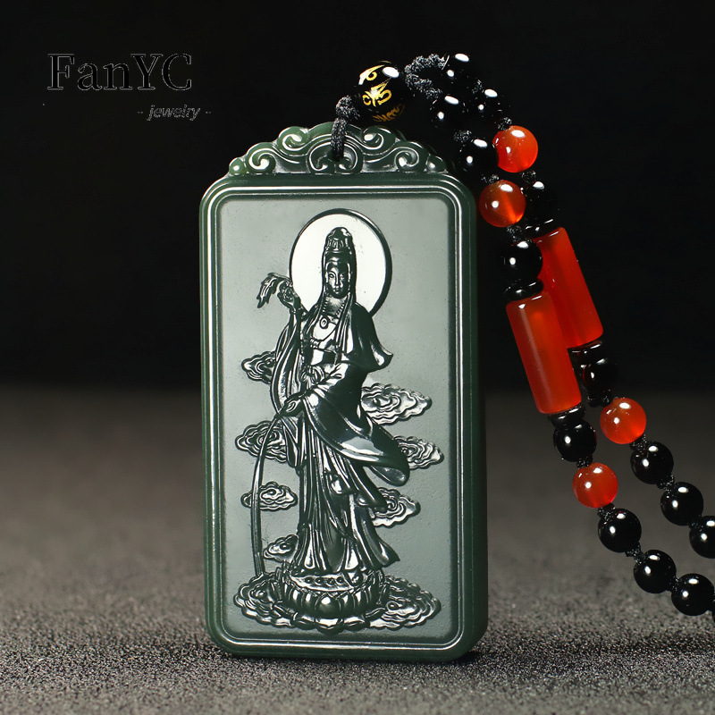 Natural Hetian Jade Qingyu Gua - Ethnic Fashion Men review and price