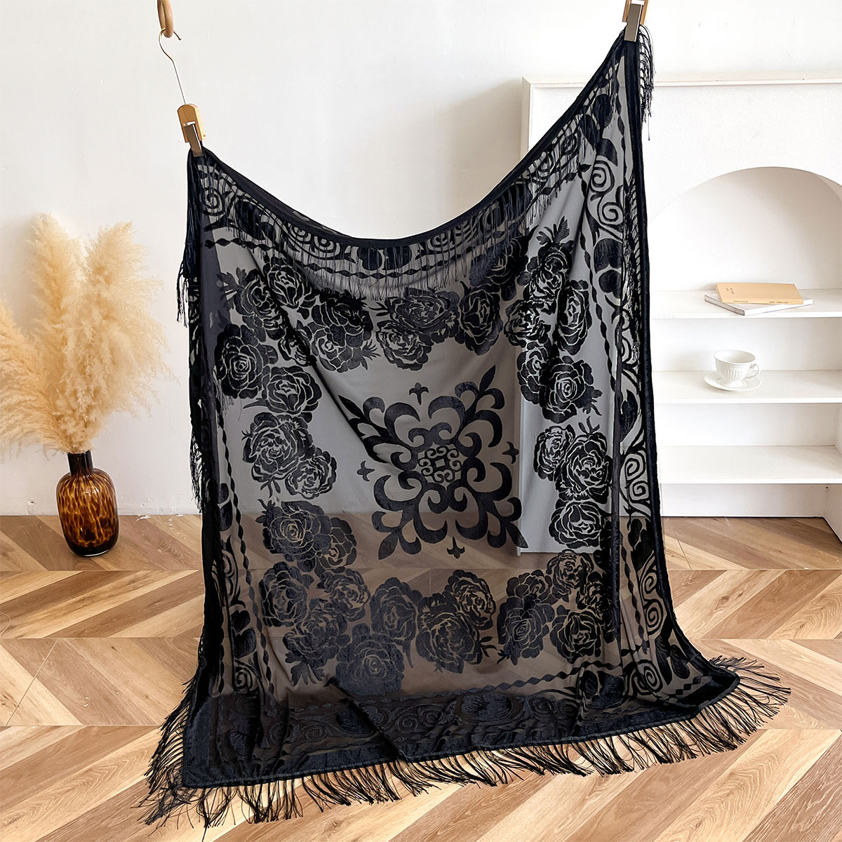 Retro Velvet Tassel Scarf Flor - Winter Ethnic Fashion For Women review and price
