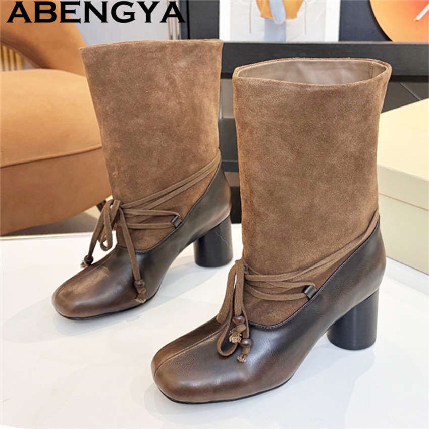 ABENGYA Chunky Heel Mid Calf B - Ethnic Fashion Week review and price