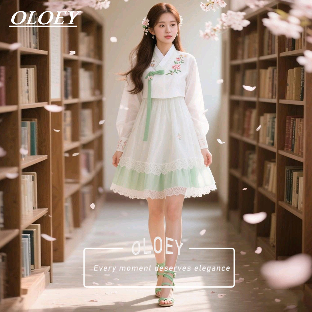 OLOEY Modern Green Ivory Short - Hanbok Modern Set review and price